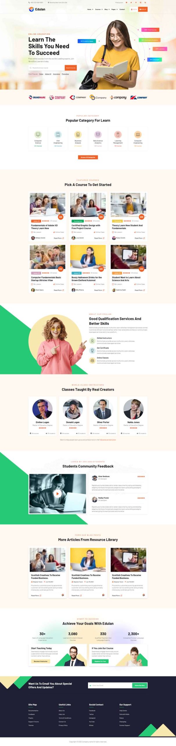 在线教育网站模板 国外教育培训机构静态网页模板