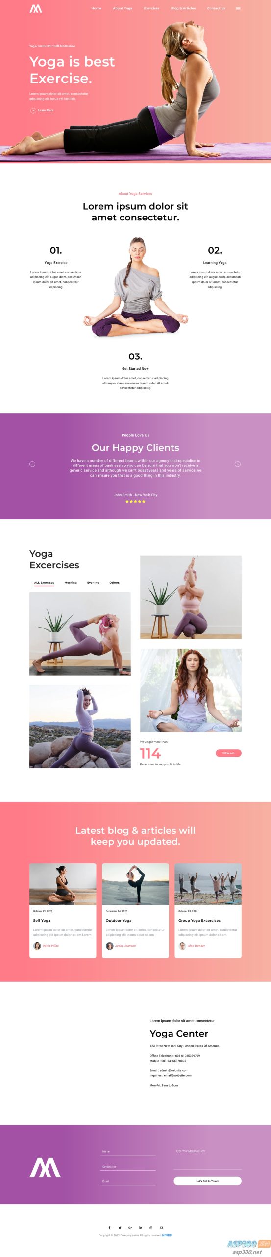 瑜伽馆瑜伽培训中心网站源码 html5模板